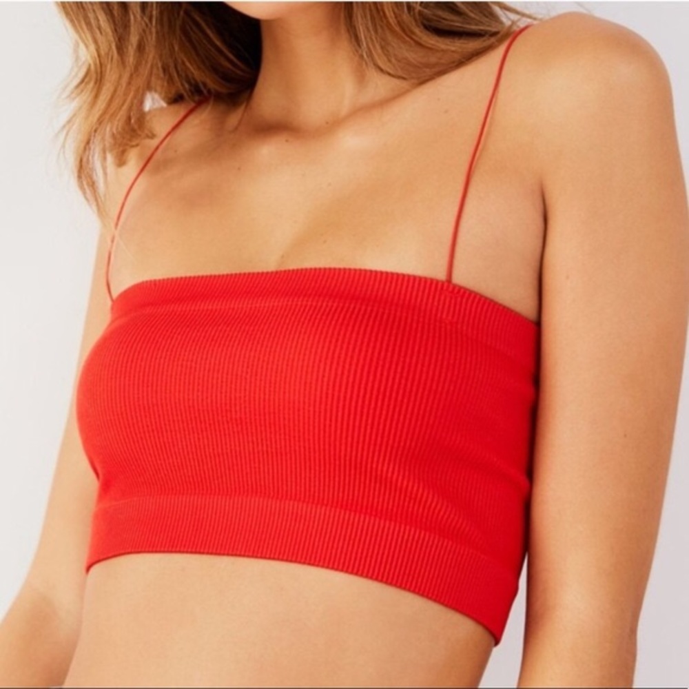 Urban Outfitters Ribbed Bandeau Top with Straps - Picture 1 of 3
